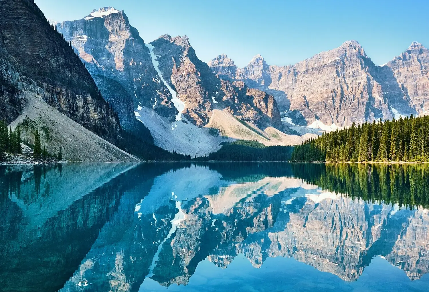 Reflection of a mountian in lake Moraine, Canada